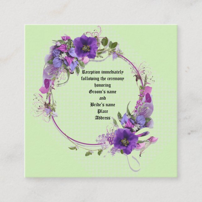 Tarjeta de Boda de anillo del Boda de flores púrpu (Anverso)