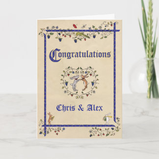 Tarjeta de boda de animales medievales (Sr. y Sr.)