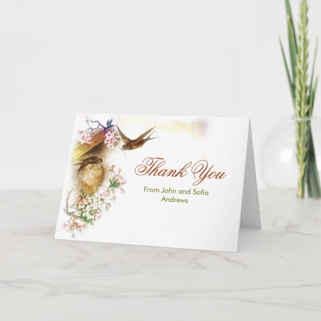 tarjeta de boda de aves de amor elegante (Anverso)