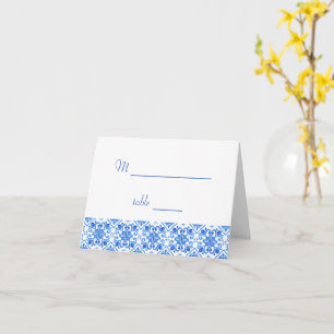 Tarjeta de boda de azulejos azules mediterráneos