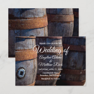 Tarjeta de Boda de barril de viña rústica