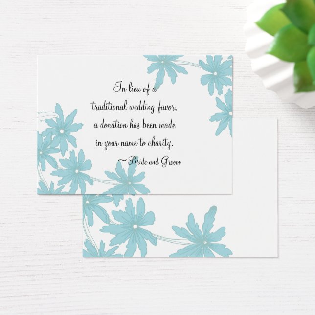 Tarjeta de Boda de beneficencia Blue Daisies (Escritorio)