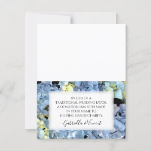 Tarjeta de Boda de beneficencia Blue Hydrangea