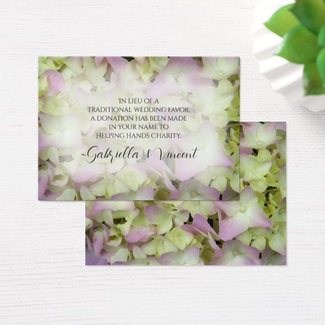 Tarjeta de Boda de beneficencia Hydrangea casi ros (Escritorio)