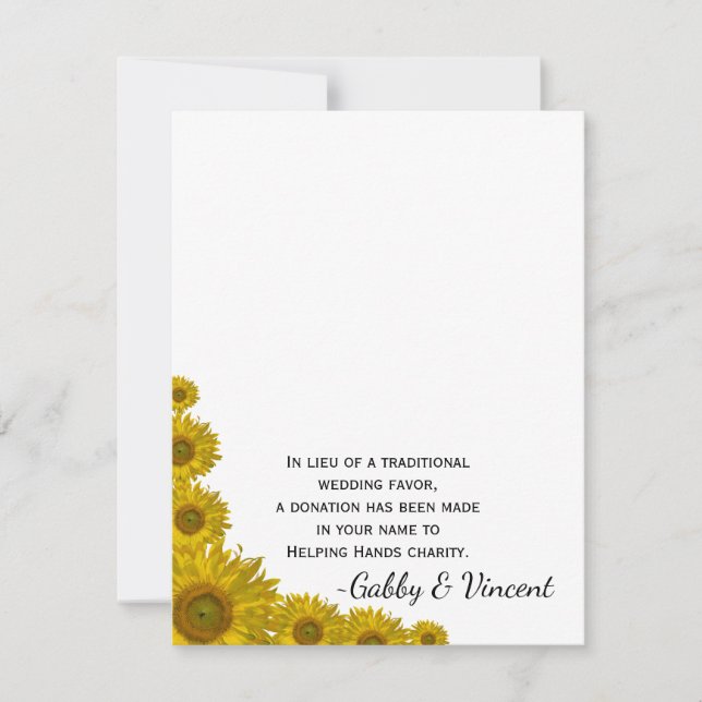 Tarjeta de Boda de beneficencia Sunflower Edge (Anverso)