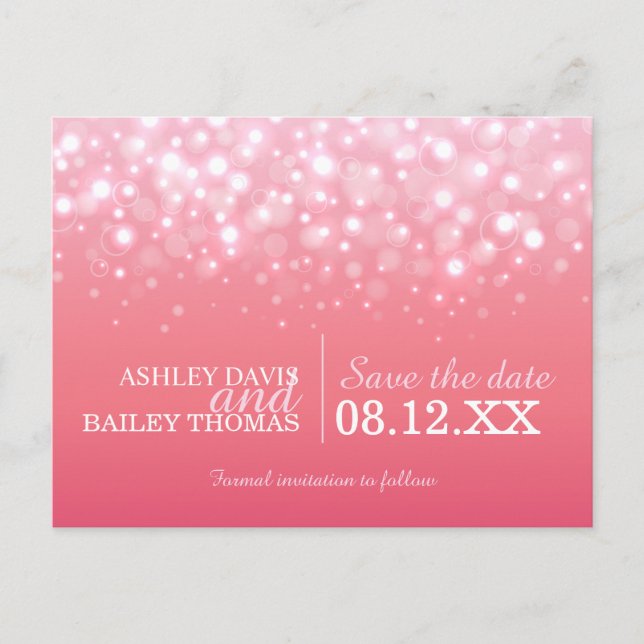 Tarjeta de boda de burbujas de champán rosa para g (Anverso)