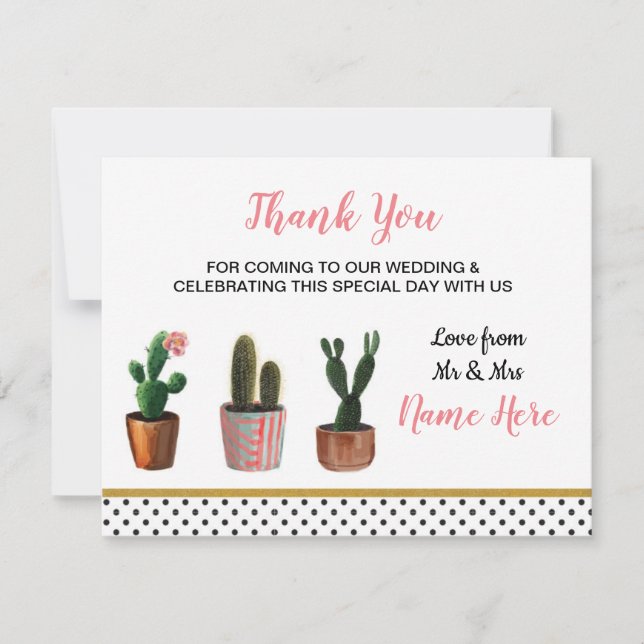 Tarjeta de boda de Cactus Cacti Agradecimiento Lun (Anverso)