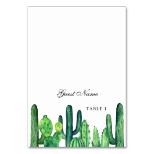 Tarjeta de boda de cactus verde. Asientos de Cacti