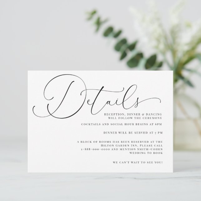 Tarjeta de Boda de caligrafía dramática romántica (Anverso de pie)