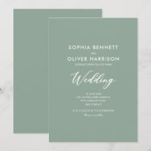 TARJETA DE BODA DE CALIGRAFÍA SIMPLE VERDE SALVIA