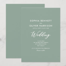 TARJETA DE BODA DE CALIGRAFÍA SIMPLE VERDE SALVIA