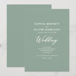 TARJETA DE BODA DE CALIGRAFÍA SIMPLE VERDE SALVIA