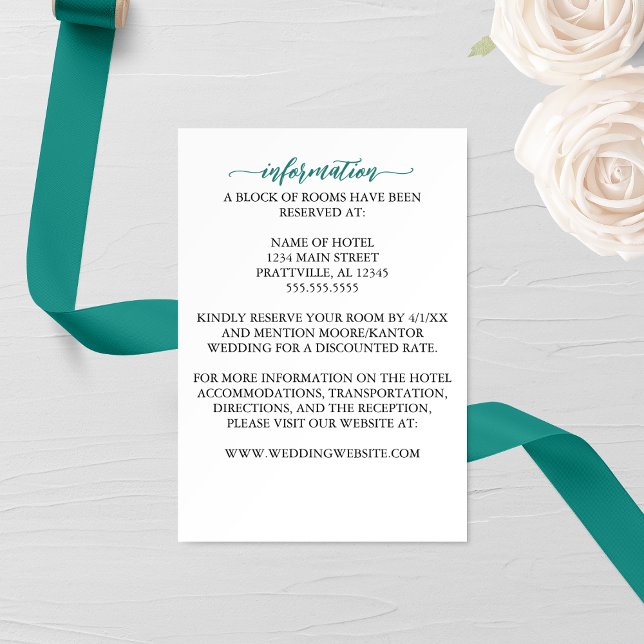 Tarjeta de Boda de caligrafía verde azulada (Subido por el creador)