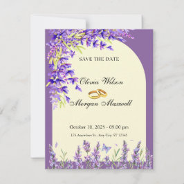 tarjeta de boda de campos de lavanda
