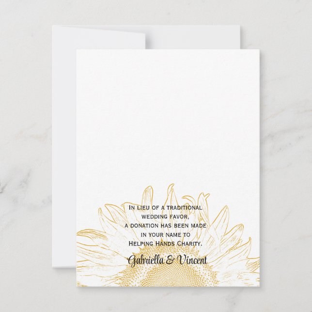 Tarjeta de Boda de caridad gráfica de girasol (Anverso)