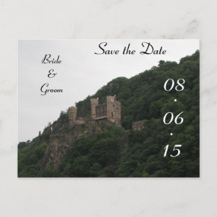 Tarjeta de boda de castillo para guardar la fecha