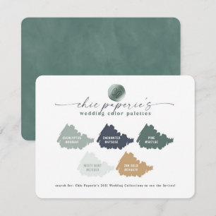 Tarjeta de Boda de color Green Navy Gold Summer