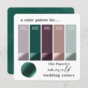 Tarjeta de Boda de color verde púrpura Rosa dorado