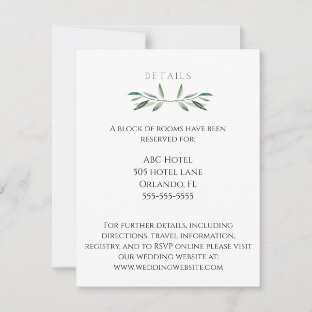 Tarjeta de Boda de detalles (Anverso)
