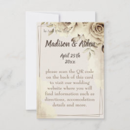 Tarjeta de Boda de detalles de rosas blancas rusas