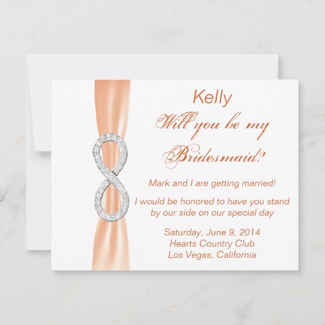 Tarjeta de boda de diamante naranja infinito para  (Anverso)