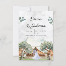 tarjeta de boda de elementos de montaña Invitación