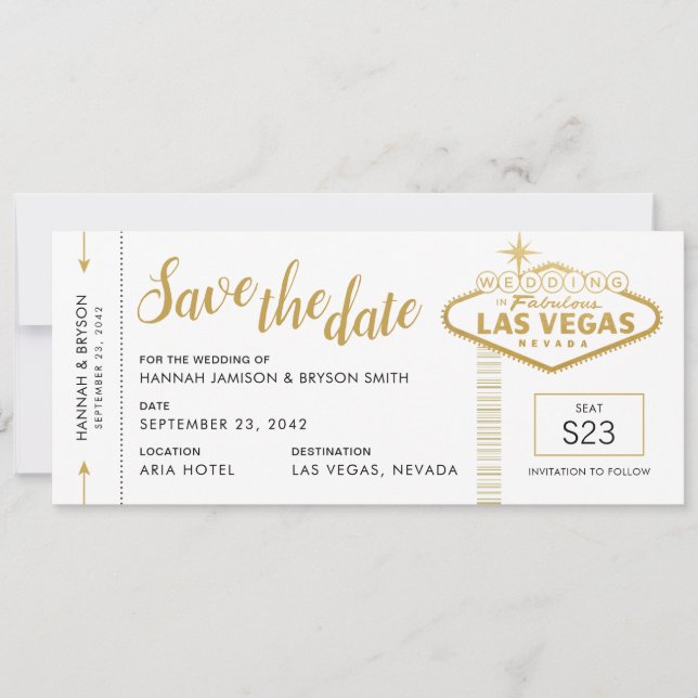 Tarjeta de Boda de Embarque de Las Vegas Guardar t (Anverso)