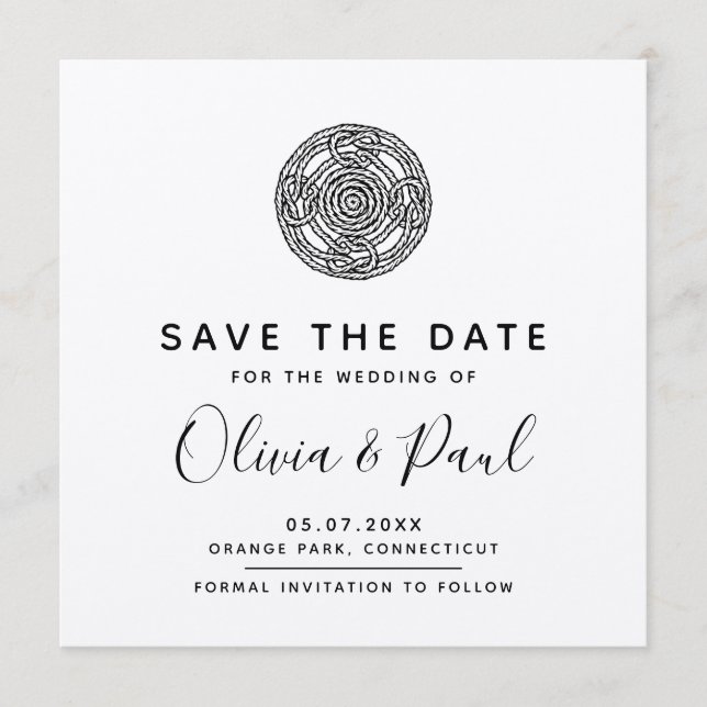 Tarjeta de boda de estilo celta boho para guardar  (Anverso)