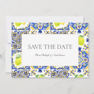 Tarjeta de boda de fecha de salvación de limón med