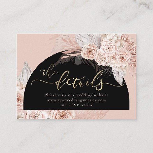 Tarjeta de Boda de Flores Boho (Anverso)