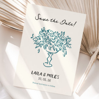Tarjeta de boda de flores para guardar la fecha ca