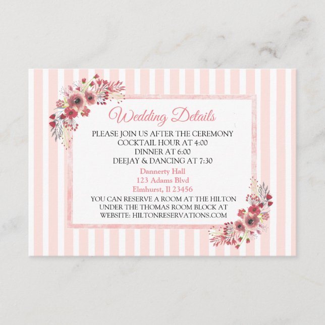 Tarjeta de Boda de Flores Rosa Mauve (Anverso)