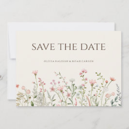 Tarjeta de boda de flores silvestres boho sencilla