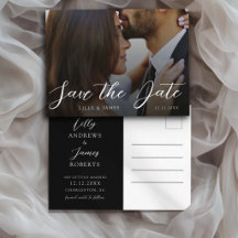 Tarjeta de boda de foto en blanco y negro para gua