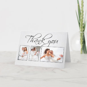tarjeta de boda de fotos blancas de agradecimiento