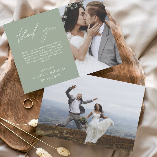 Tarjeta de Boda de fotos de Sage Green Boda (Subido por el creador)