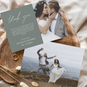 Tarjeta de Boda de fotos de Sage Green Boda