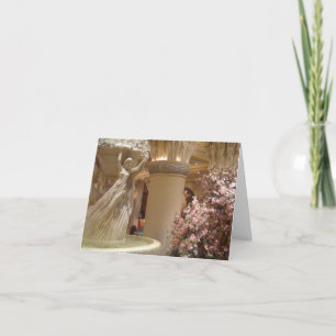 Tarjeta de boda de fuente floreada rosa