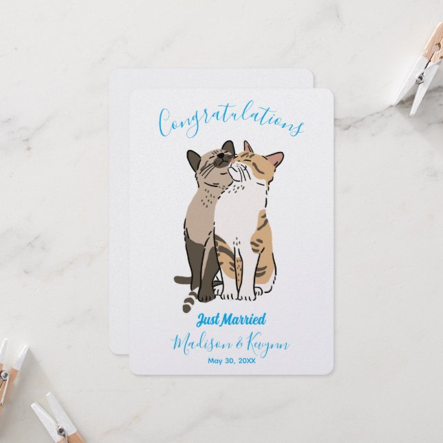 Tarjeta de Boda de gatos cúbicos (Anverso/Reverso In Situ)