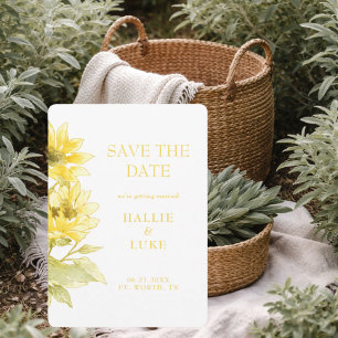 Tarjeta de boda de girasoles con acuarela moderna 