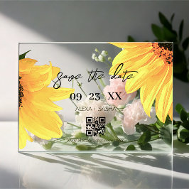 Tarjeta de boda de girasoles en acuarela para guar