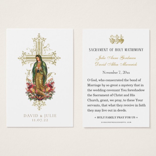 Tarjeta de Boda de Guadalupe Católica (Anverso y reverso)