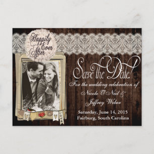 Tarjeta de boda de guardar la fecha con foto rústi