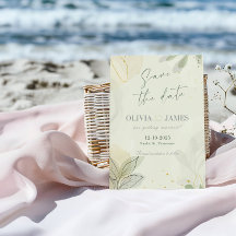 Tarjeta de boda de guardar la fecha con hojas abst