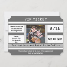 Tarjeta de boda de guardar la fecha de foto gris