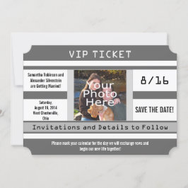 Tarjeta de boda de guardar la fecha de foto gris