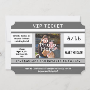 Tarjeta de boda de guardar la fecha de foto gris