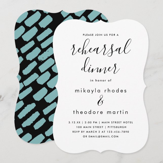 Tarjeta de Boda de guión moderno para la cena (Anverso / Reverso)