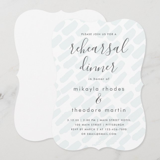 Tarjeta de Boda de guión moderno para la cena (Anverso / Reverso)