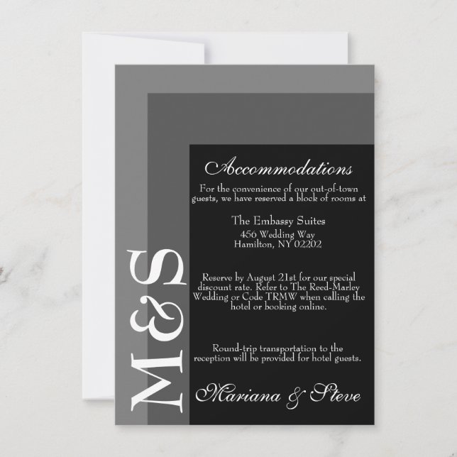 Tarjeta de Boda de guiones modernos en blanco y ne (Anverso)